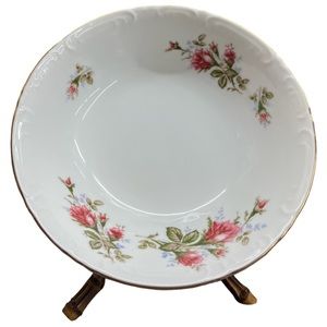 Vintage Grant Crest Royal Rose Fine China Serving Bowl 9” Gold Trim
